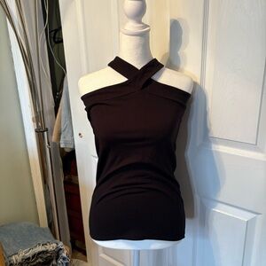 Charlotte Russe Black Cross-Neck Camisole